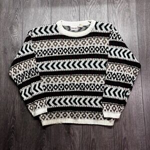 Vintage Geometric Knit Sweater Colourful Perspective Medium1980s Cottage